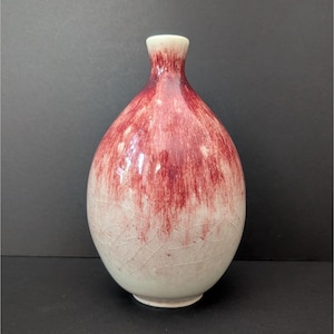 Red Oxblood Glaze Studio Art Pottery Vase Signed by Artist Roth 8&quot; Tall