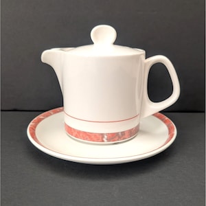 Teiera individuale vintage Villeroy & Boch Beaulieu con sottopiatto in marmo Siena