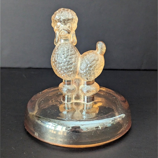 Vintage Jeanette Glass Poodle Jar Lid *LID ONLY* 4" H