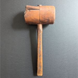 Vintage Primitive Handmade Wooden Mallet Hand Tool 13&quot; Long