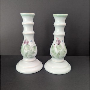 Pair of Vintage Buchan Thistle Stoneware Candle Holders Portabello Scotland