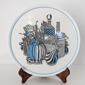 Vintage Mid Century Georges Briard Tropic Fair Cheese Serving Plate Blue 10.5&quot;
