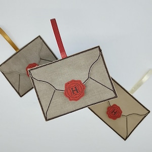 Carta de grabación, sobre: Patrón de bordado ITH para máquina de bordar 10 x 10 cm con instrucciones. Inglés y alemán