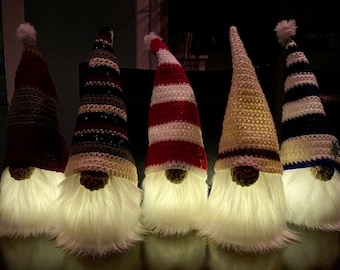 Netties Glowing Gnomes *PDF Pattern Only* Beautiful Crochet Glowing Gnomes. Great for any season or holiday! Light up your home all year!