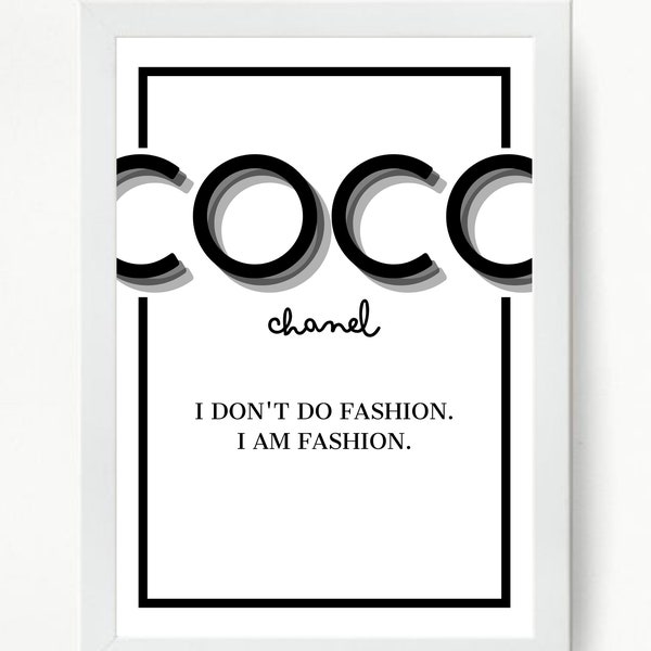 Coco Chanel PRINTABLE Artwork With Quote, Downloadable Prints, Classy Wall Art, Instant Download, Digital Download