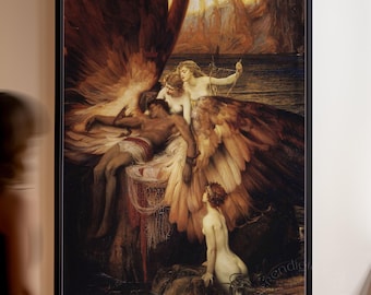 PHYSICAL: The Lament of Icarus poster, by Herbert James Draper, Greek Mythology Classic Art Painting, The Lament for Icarus Fine art print