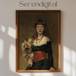 Miss Beatrice Townsend by John Singer Sargent, Yorkshire terrier portrait print, Digital Fine Art Print, 1882 Victorian Style Decor