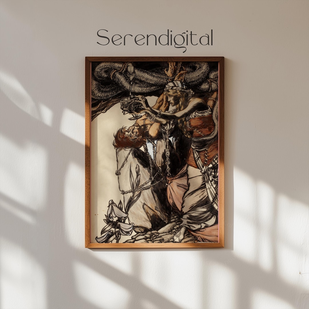 Loki and Sigyn by Arthur Rackham (1901), Wall Decor, Scandinavian God ...
