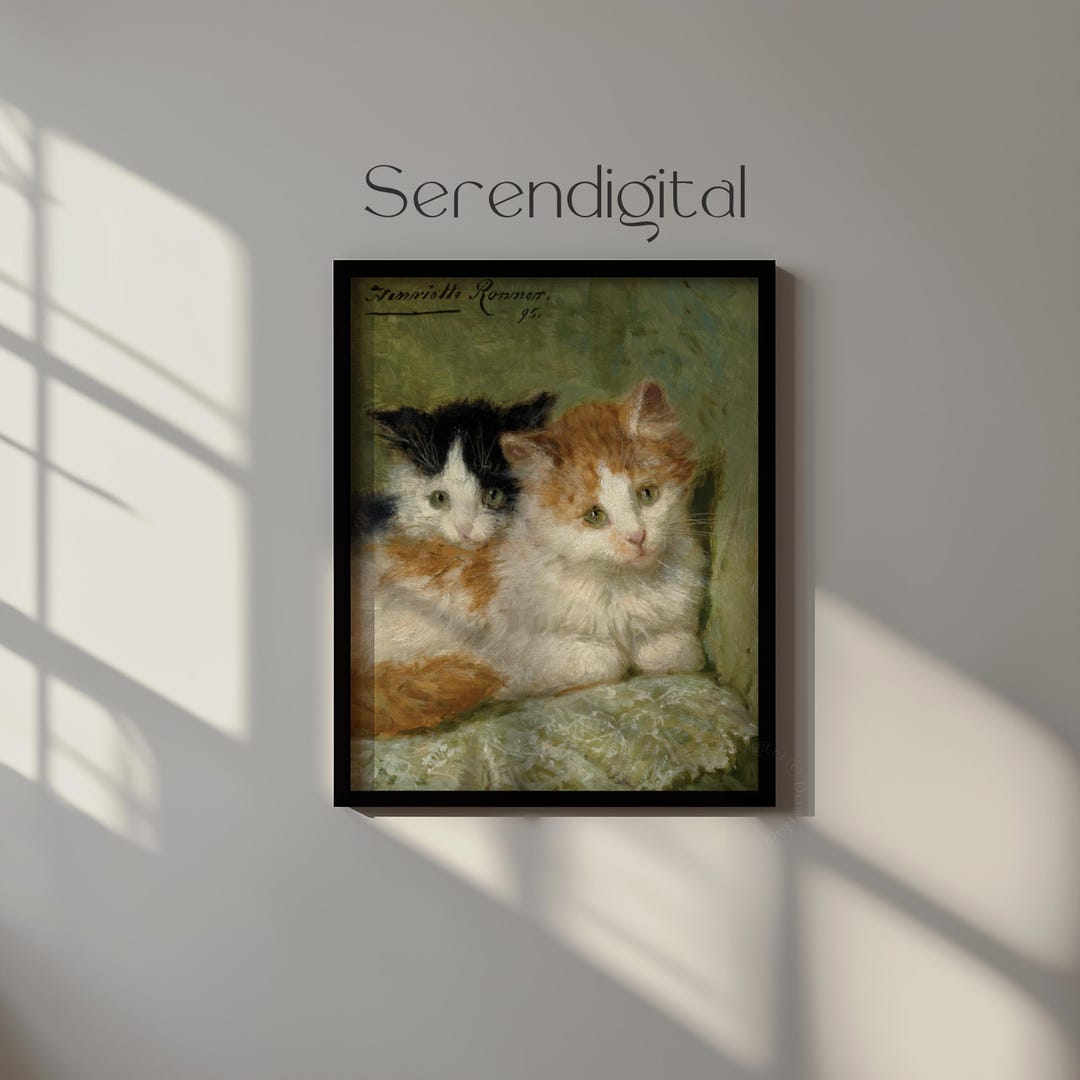 Two Kittens Art Print, Henriette Ronner Knip Cat Wall Decor, Vintage ...