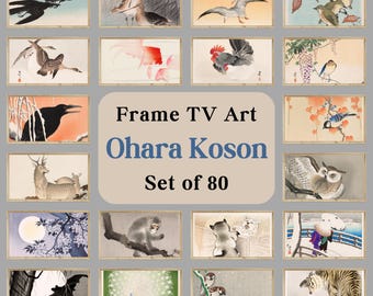 Ohara Koson Set of 80 Arts for The Samsung Frame TV, Japanese Bird & Nature TV Art, Instant Download, Minimalist Zen Asian Kacho-e Wildlife