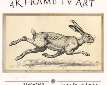 Frame tv Bunny Rabbit vintage art for Easter | Samsung Frame TV Art antique lithograph digital download | Hare spring frame television art