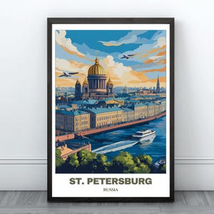 St.Petersburg Printable Travel Poster - Russia Travel Print- Citycape Painting - Digital Wall Art- Saint Petersburg Home Decor - Trip Print