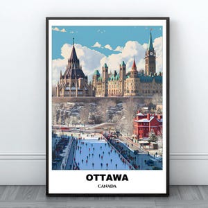 Ottawa Travel Printable Poster - Canada Travel Poster -Ottawa Painting - Digital Print Wall Art - Ottawa Home Decor - Ottawa Snowly Print