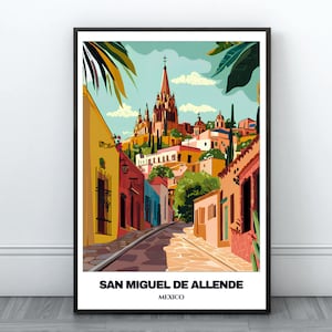 San Miguel de Allende Travel Printable Poster -Mexico Travel Poster -Citycape Painting -Digital Print Wall Art  - San Miguel de Allende Trip