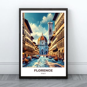 Póster imprimible de viaje a Florencia - Póster de viaje a Italia - Pintura de paisaje urbano - Impresión digital - Decoración de pared de viaje - Viaje a Florencia