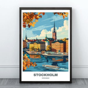 Stockholm Travel Printable Poster -Sweden Travel Poster -Citycape Painting -Digital Print Wall Art-Stockholm Home Decor-Stockholm Trip Print