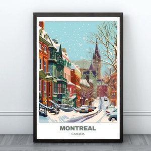 Montreal Travel Printable Poster -Canada Travel Poster-Citycape Painting -Digital Print Wall Art- Montreal Home Decor -Montreal Snowly Print