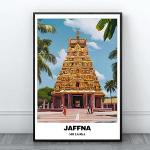 Jaffna Travel Printable Poster - Sri Lanka Trip Poster -Cityscape Painting - Digital Print Wall Art -Jaffna Decor - Nallur Kandaswamy Temple