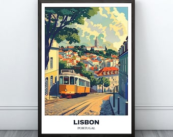 Lisbon Travel Printable Poster - Portugal Travel Poster - Citycape Painting - Digital Print Wall Art - Lisbon Home Decor - Lisbon Trip Print