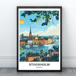 Stockholm Travel Printable Poster -Sweden Travel Poster -Citycape Painting -Digital Print Wall Art-Stockholm Home Decor-Stockholm Trip Print