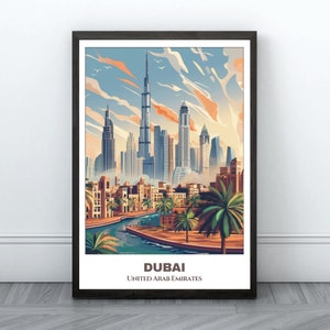 Dubai Reise druckbares Poster -Vereinigte Arabische Arabische Miradas Reise Poster -Stadtbild Malerei -Digitaldruck Wandkunst -Reisen Dekor -Dubai Reise