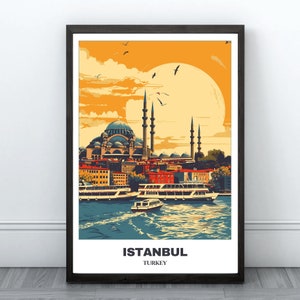Istanbul Travel Printable Poster -Turkey Travel Poster -Cityscape Painting -Digital Print Wall Art -Istanbul Home Decor -Istanbul Trip Print