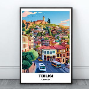 Affiche imprimable de voyage de Tbilissi - affiche de voyage de Géorgie - peinture de paysage urbain - art mural impression numérique - décoration d'intérieur Tbilissi - impression voyage Tbilissi