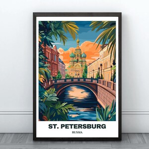 St.Petersburg Printable Travel Poster -Russia Travel Print- Citycape Painting -Digital Wall Art-St.Petersburg Home Decor-St.Petersburg Print