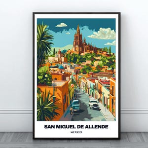 San Miguel de Allende Travel Printable Poster -Mexico Travel Poster -Citycape Painting -Digital Print Wall Art  - San Miguel de Allende Trip
