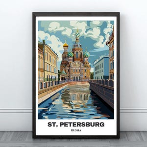 St.Petersburg Printable Travel Poster -Russia Travel Print- Citycape Painting -Digital Wall Art-St.Petersburg Home Decor-St.Petersburg Print
