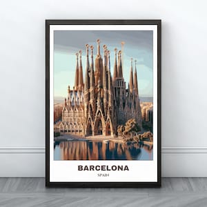 Barcelona Travel Printable Poster - SpainTravel Poster -Digital Oil Painting - Cityscape Painting- Travel Wall Art Room Decor- Spain Trip