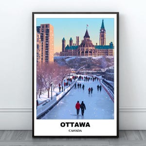 Ottawa Travel Printable Poster - Canada Travel Poster -Ottawa Painting - Digital Print Wall Art - Ottawa Home Decor - Ottawa Snowly Postcard
