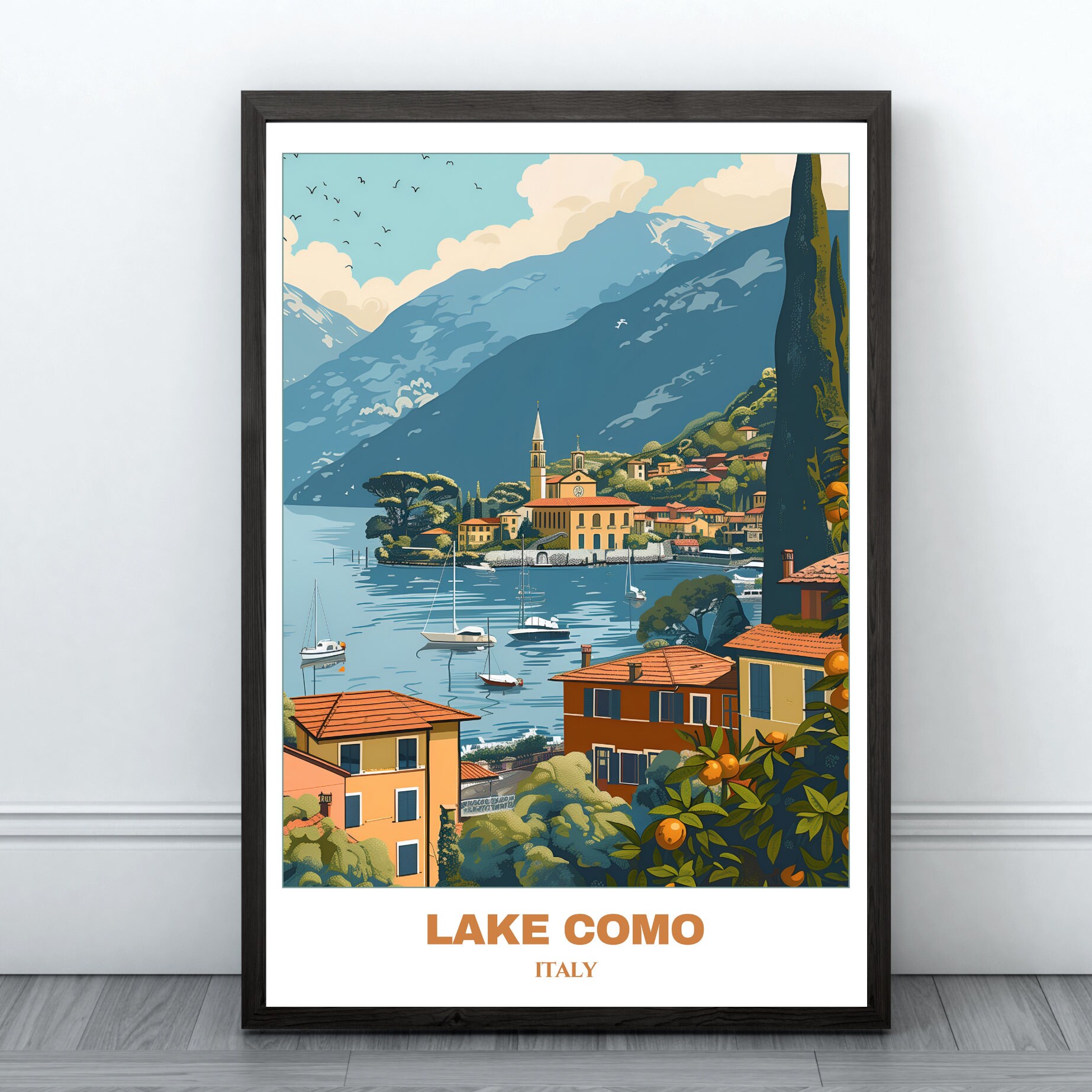 lake como italy travel poster art print (digital... Lake Como Travel Printable Poster -italy Travel Poster -lake Como ...