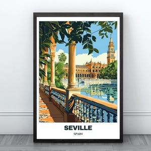 Seville Travel Printable Poster - Spain Travel Poster -Cityscape Painting - Digital Print Wall Art- Travel Wall Art Home Decor -Seville Trip