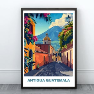 Antigua Guatemala Travel Printable Poster - Guatemala Travel Poster - Guatemala Painting - Antigua Guatemala Digital Wall Art- Illustration