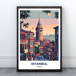 Istanbul Travel Printable Poster -Turkey Travel Poster -Cityscape Painting -Digital Print Wall Art -Istanbul Home Decor -Istanbul Trip Print