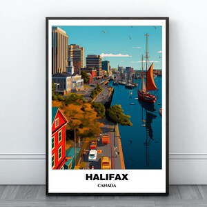Halifax Travel Printable Poster - Canada Travel Poster- Citycape Painting - Digital Print Wall Art - Halifax Home Decor - Halifax Postcard