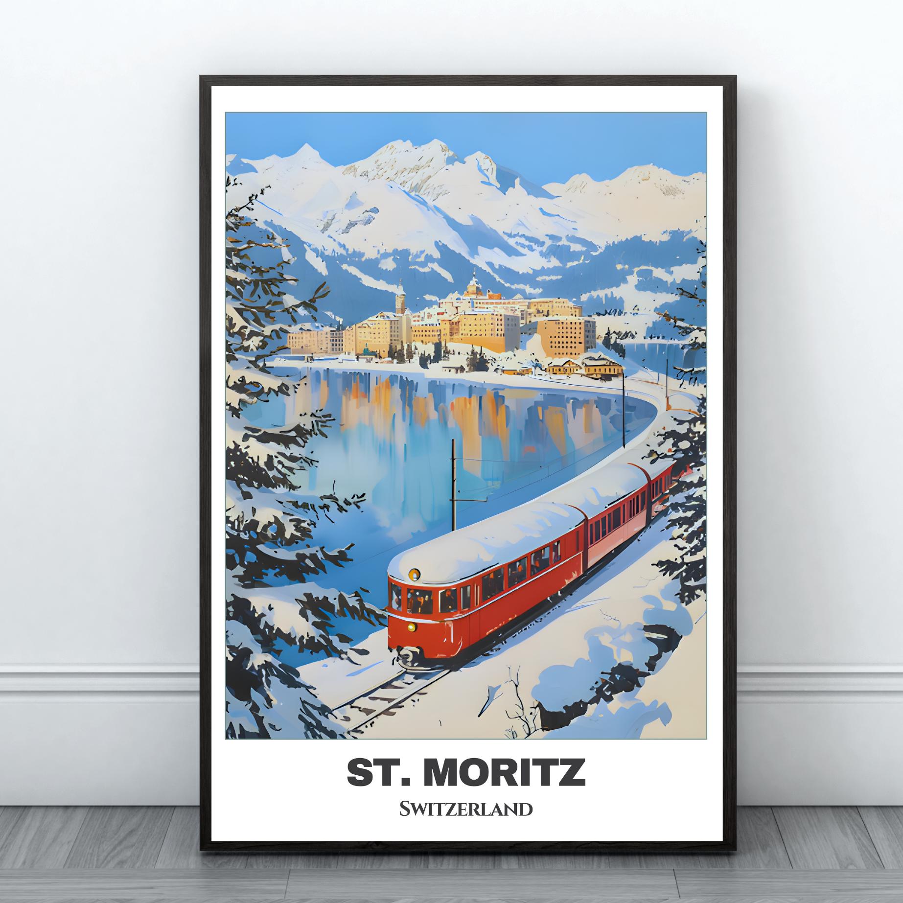 Photochromie Vintage St. Moritz PZ - Environ 1891 - Format 23x28 Cm - Image Ancienne