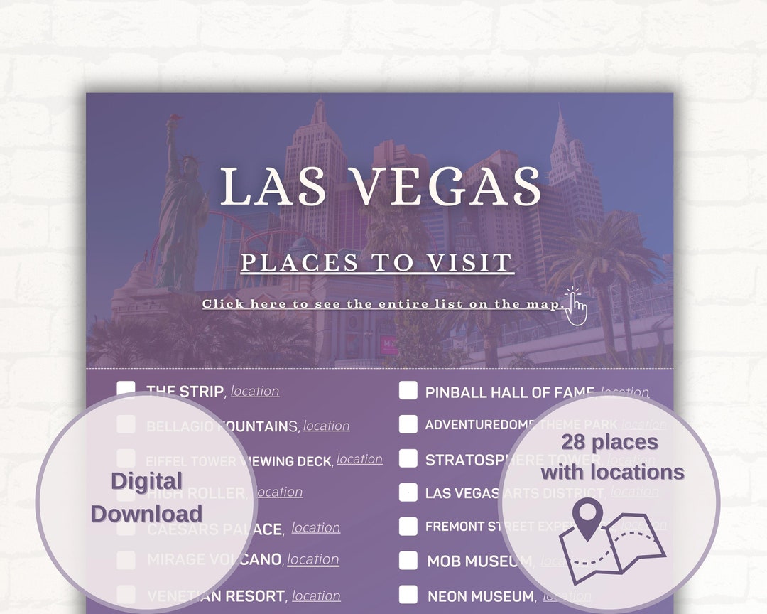 Places to Visit in Las Vegas 2023 Vegas Printable Bucket List las Vegas