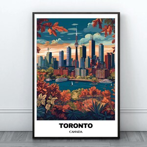 Toronto Travel Printable Poster - Canada Travel Poster- Citycape Painting - Digital Print Wall Art - Toronto Home Decor - Birthday Present
