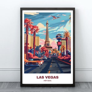 Las Vegas Travel Printable Poster - Nevada Travel Poster - Las Vegas Painting - Cityscape Painting - Vegas Wall Art Home Decor - NevadaTrip