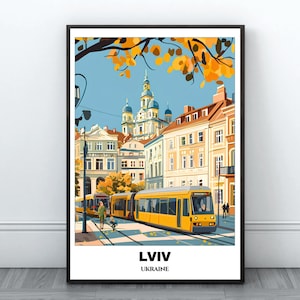 Lviv reizen afdrukbare poster-Oekraïne reizen poster-stadsgezicht schilderij-digitale print Wall Art-Lviv Home decor-Lviv illustratie-Oekraïne