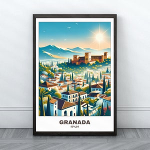 Grenada Reise druckbares Poster - Spanien Reiseplakat - Stadtbild Malerei - Digitaldruck Wandkunst - Reise Wandkunst Wohnkultur -Granada Reise