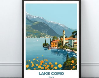 Lake Como Travel Printable Poster -Italy Travel Poster -Lake Como Painting -Digital Print Wall Art -Italy Home Decor -Lake Como Illustration