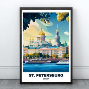 St.Petersburg Printable Travel Poster -Russia Travel Print- Citycape Painting -Digital Wall Art-St.Petersburg Home Decor-St.Petersburg Print