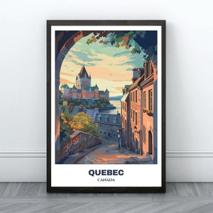 Quebec Travel Printable Poster - Canada Travel Poster - Citycape Painting - Digital Print Wall Art- Quebec Home Decor - Quebec Trip Print