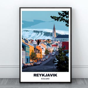 Reykjavik Travel Printable Poster - Iceland Travel Poster -Cityscape Painting - Digital Print Wall Art - Home Decor - Reykjavik Trip Print