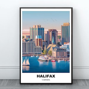 Halifax Travel Printable Poster - Canada Travel Poster- Citycape Painting - Digital Print Wall Art - Halifax Home Decor - Halifax Trip Print
