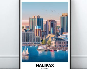 Halifax Travel Printable Poster - Canada Travel Poster- Citycape Painting - Digital Print Wall Art - Halifax Home Decor - Halifax Trip Print