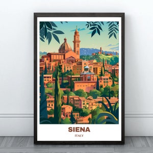 Poster de voyage imprimable Sienne - Poster de voyage en Italie - Peinture de paysage urbain - Art mural impression numérique - Décoration d'intérieur Sienne - Impression d'Art voyage Sienne